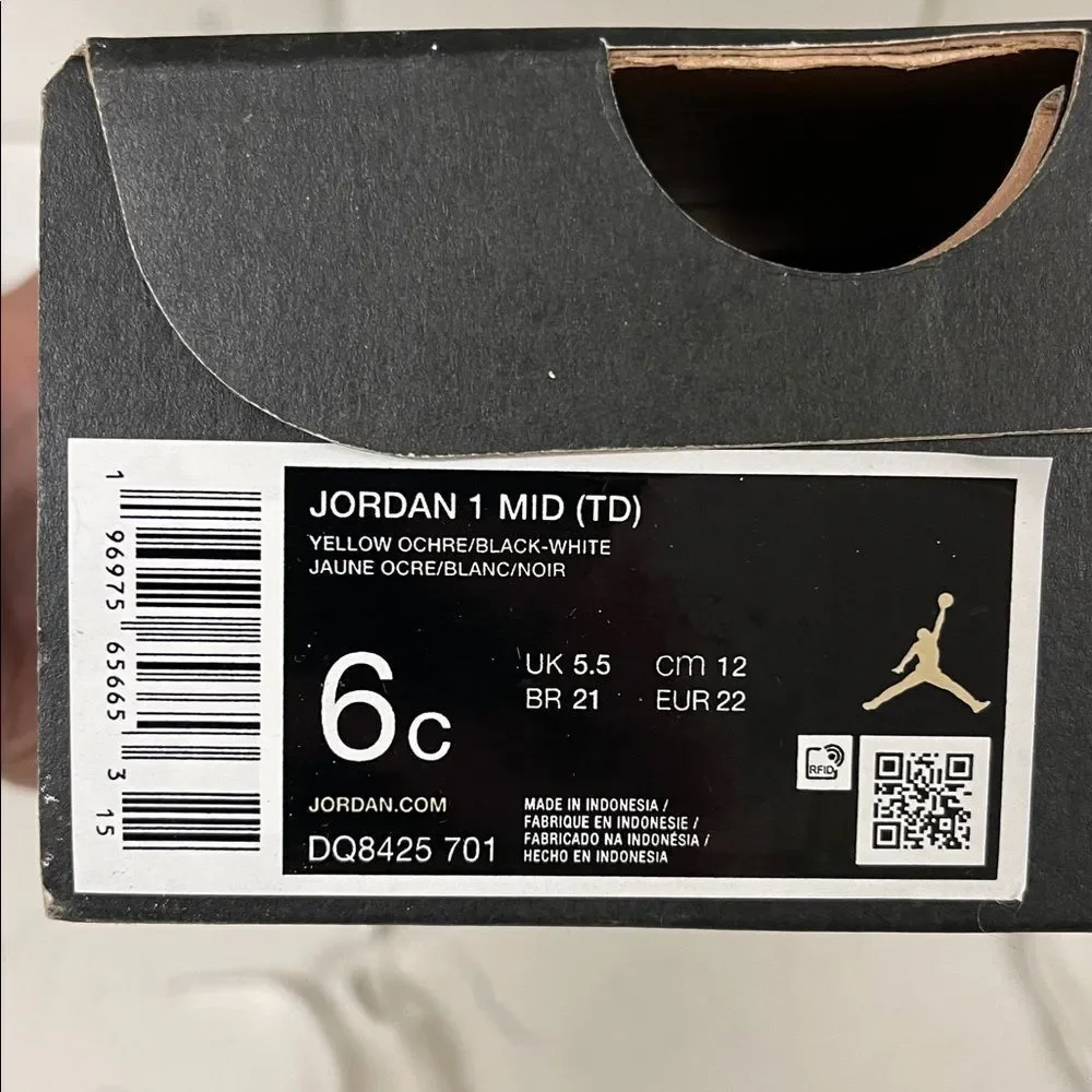 Jordan 1 Mid Yellow Ochre (TD) DQ8425-701 Size 6C